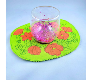 ADVENTSKALENDER 10. Dezember - Stickdatei - ITH Mug Rug Untersetzer Blumenteppich